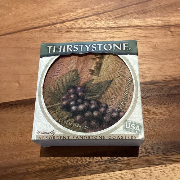 Thirstystone Wine Themed Natural Sandstone Coasters set of 4 - Picture 1 of 9